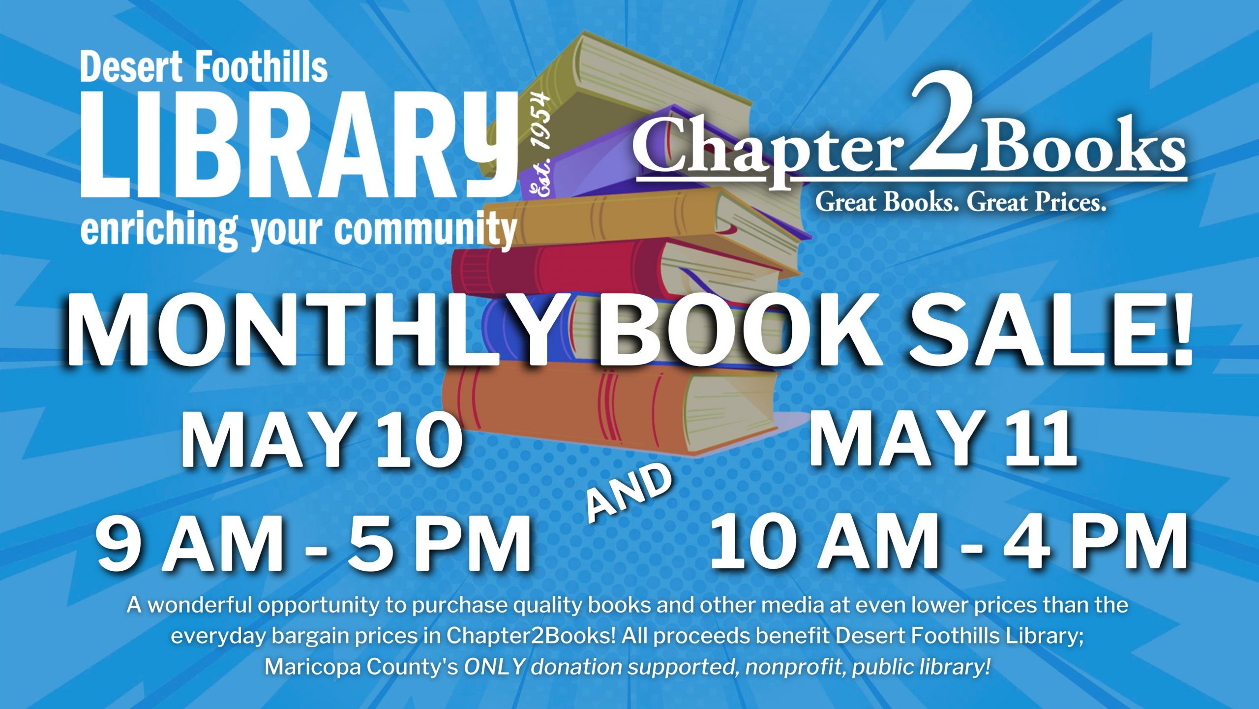 Monthly book sale at the desert foothills library