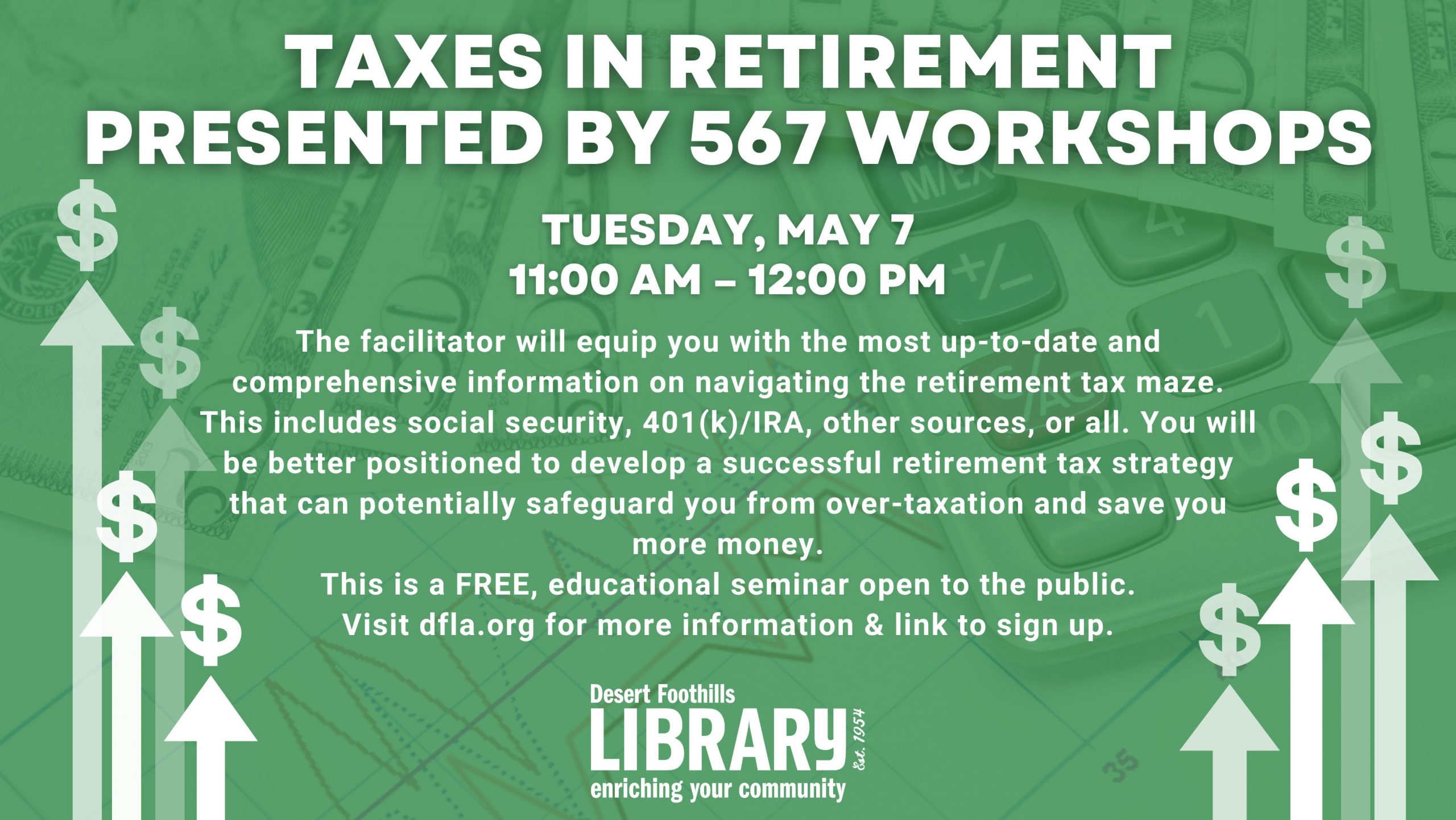 Taxes in Retirement workshop at the desert foothills library