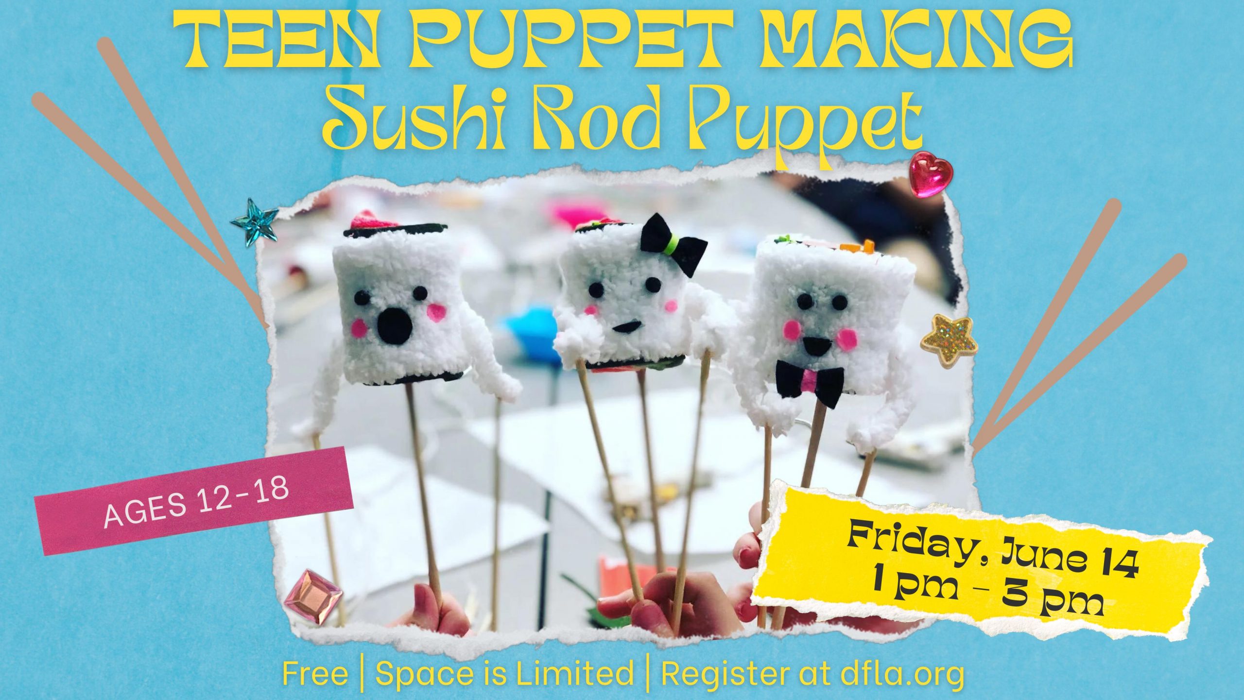 Teen event at the desert foothills library sushi puppet making