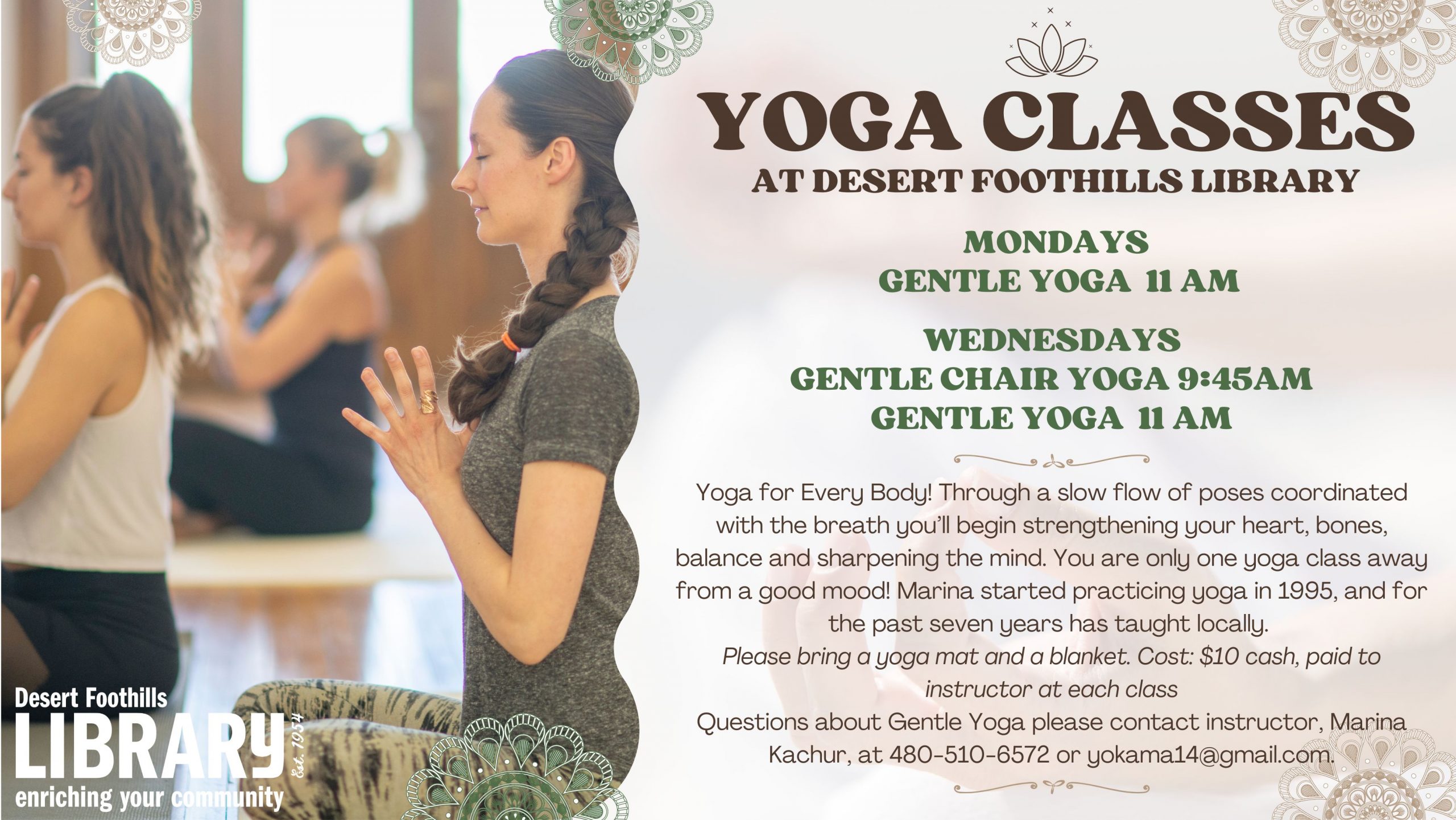 Yoga at the desert foothills library