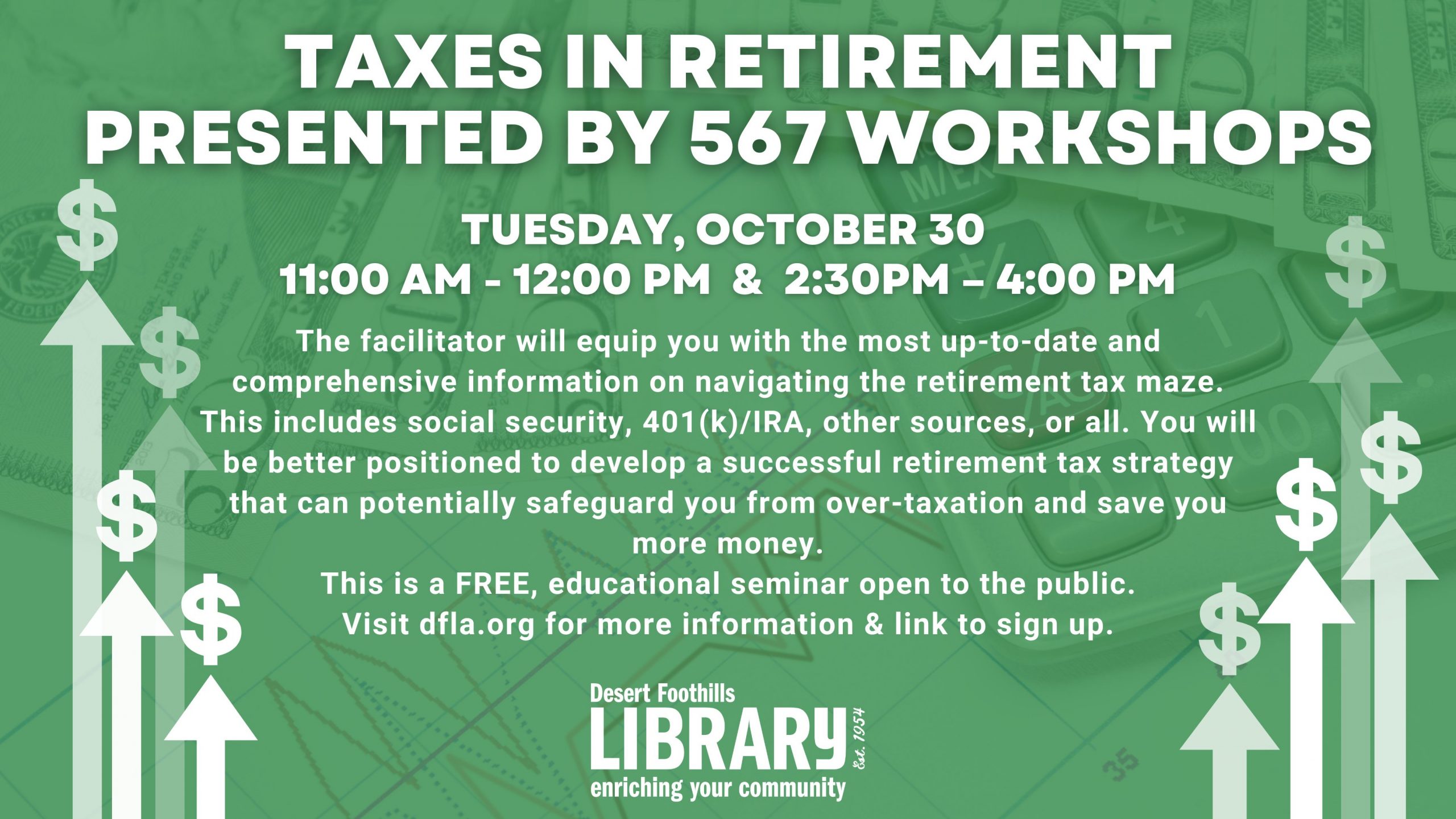 taxes in retirement workshop at the desert foothillsl ibrary