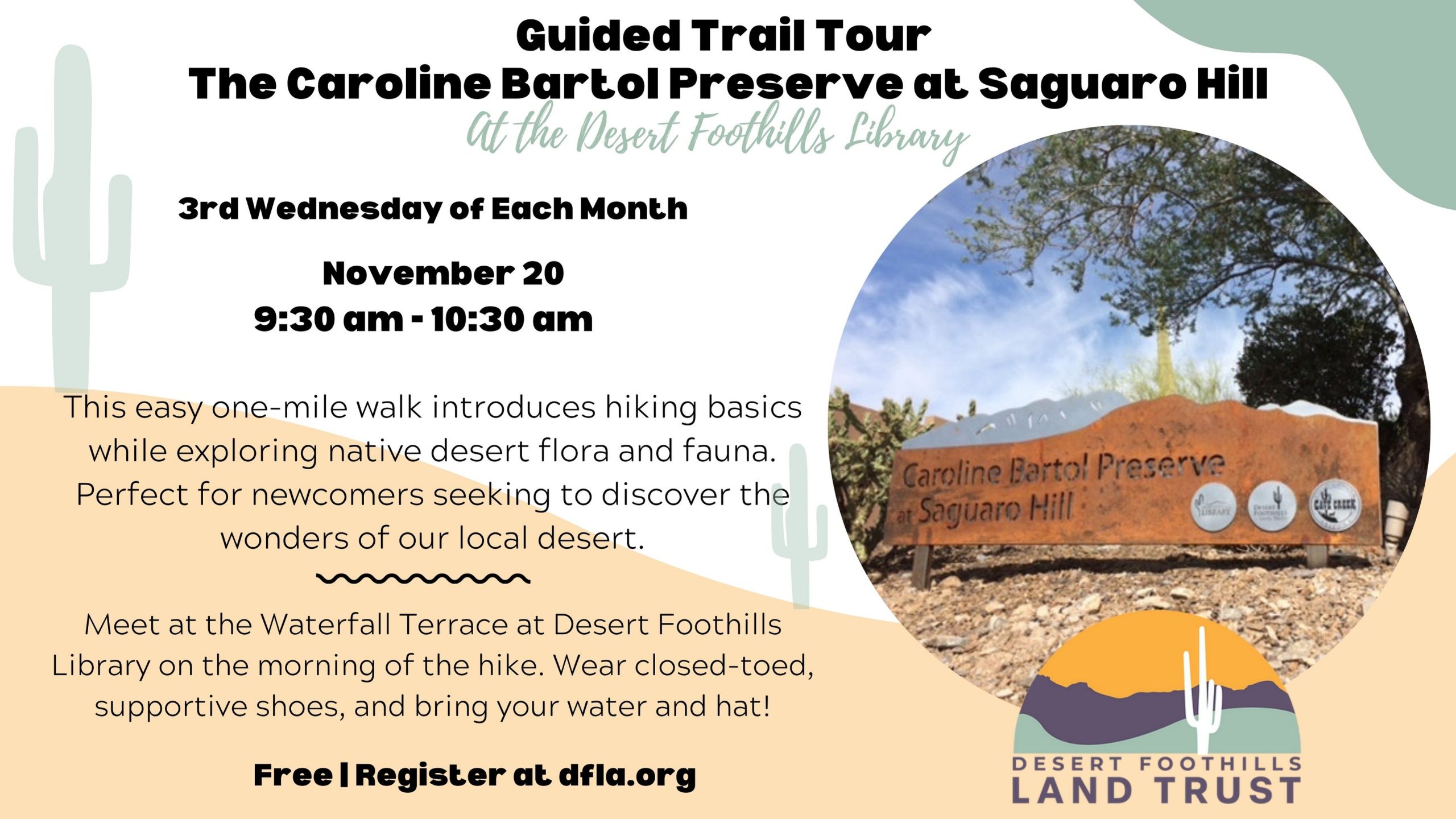 guided trail hike at the desert foothills library