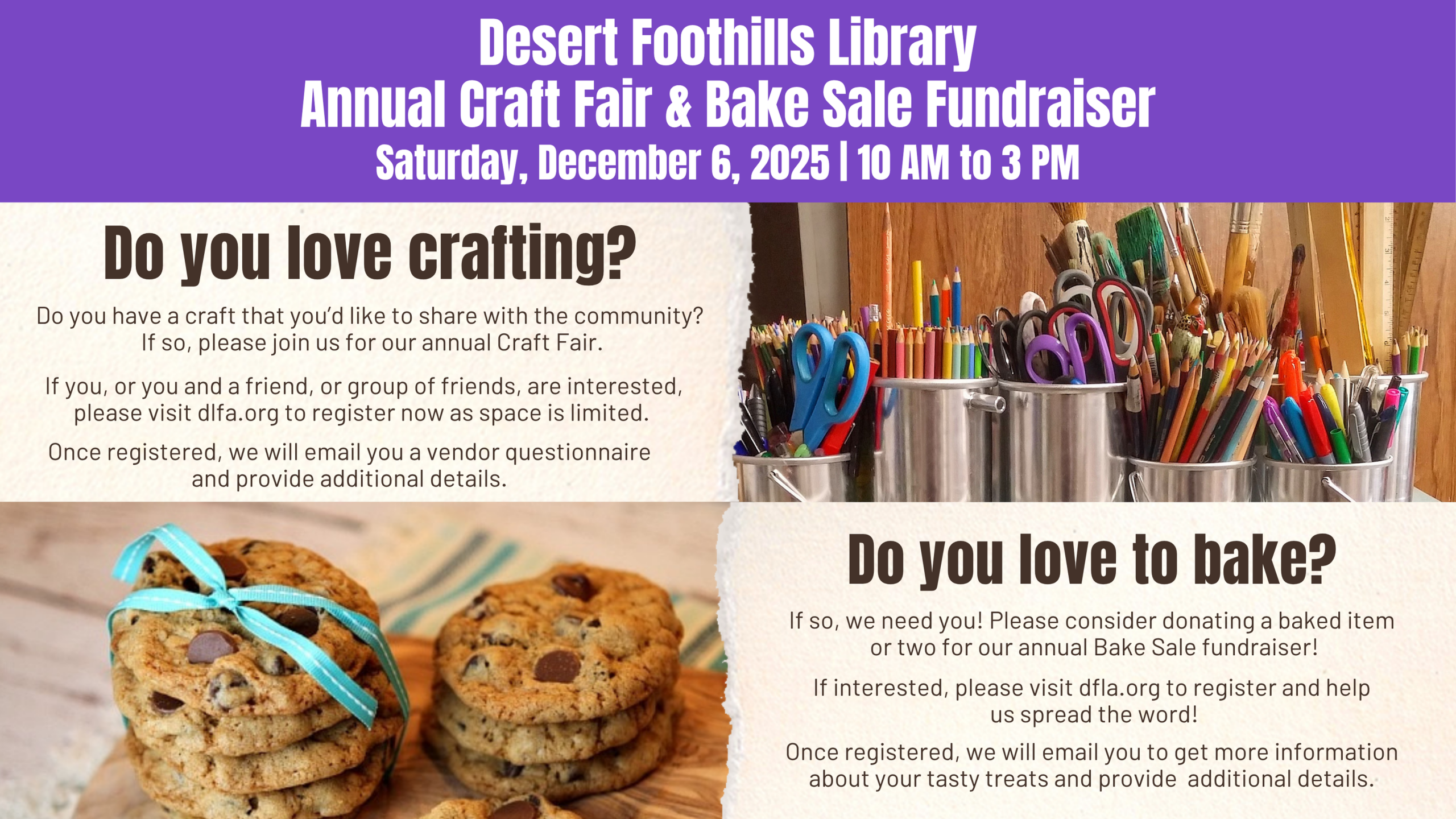 craft and bake sale at the desert foothills library