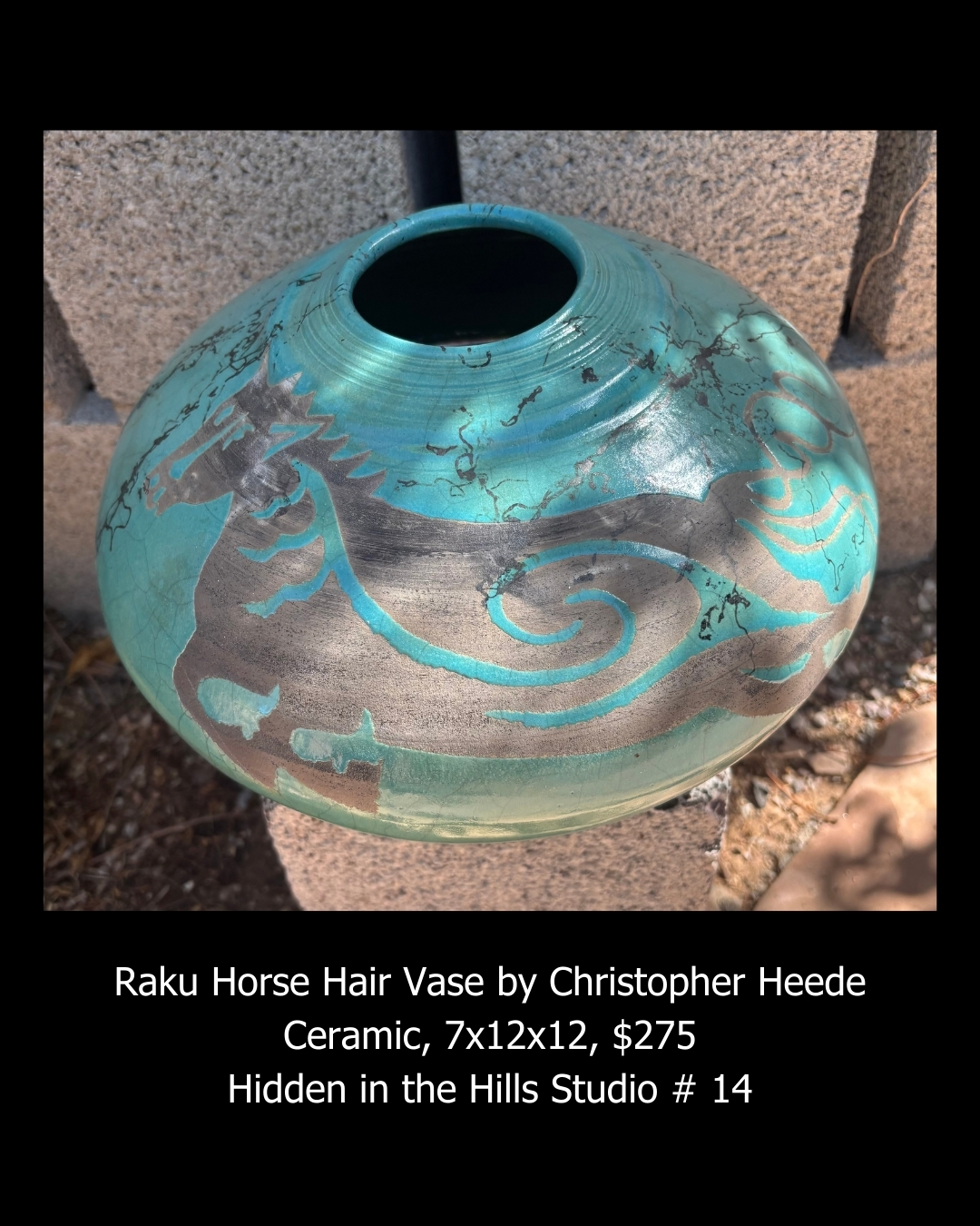 Raku Horse Hair Vase by Christopher Heede