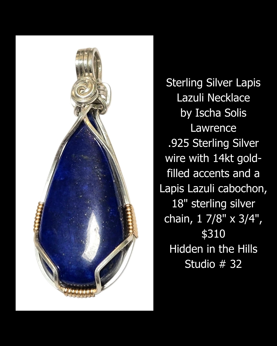 Sterling Silver Lapis Lazuli Necklace by Ischa Solis Lawrence