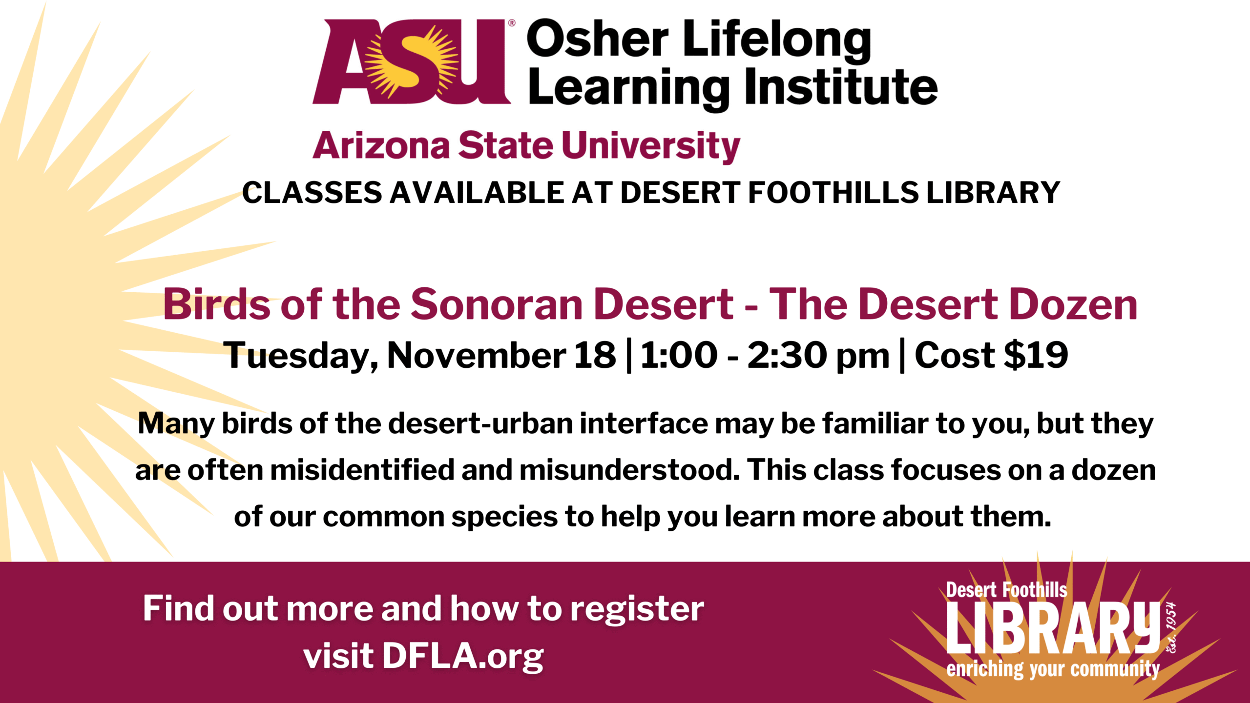 Osher lifelong learning class at the desert foothills library