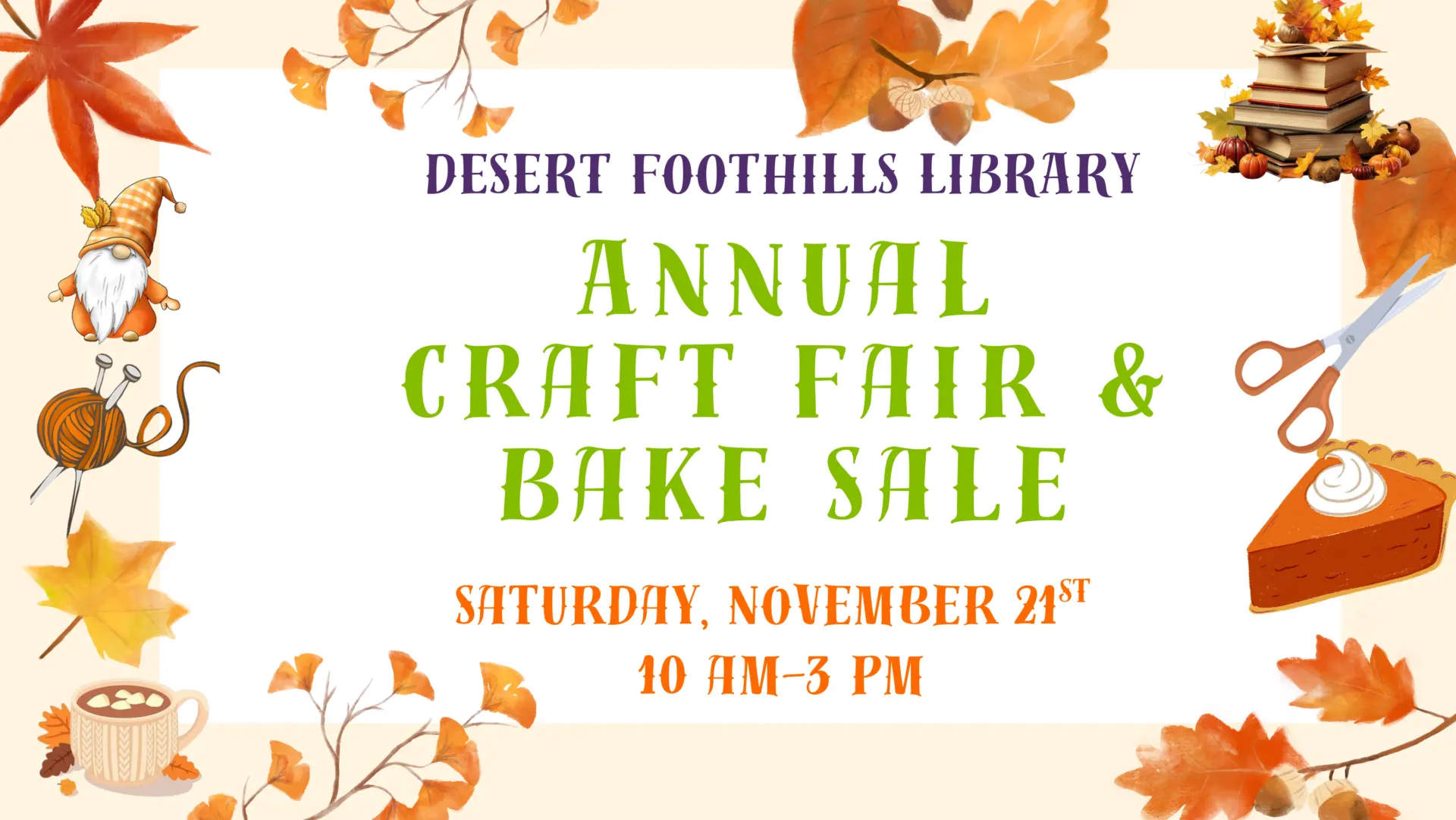 craft fair and bake sale ad desert foothills library