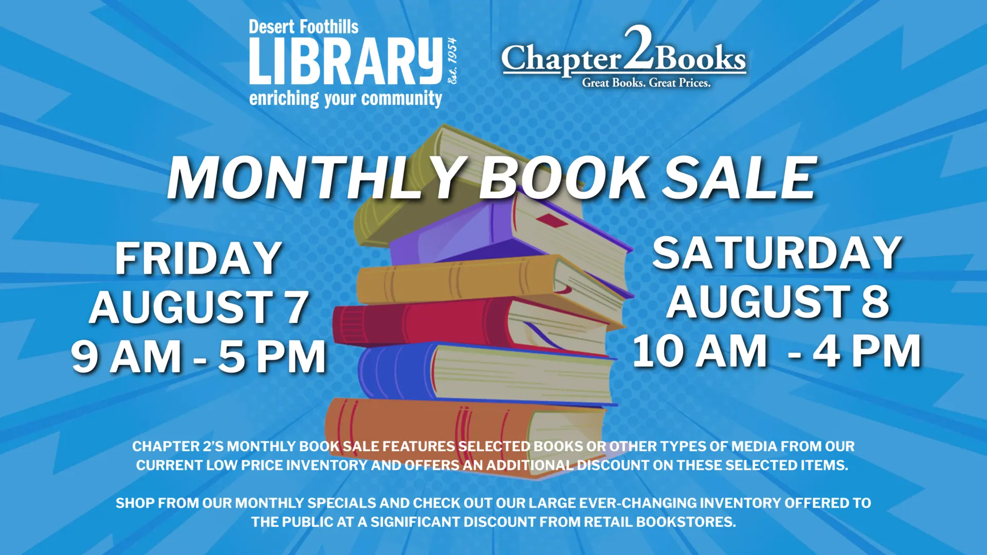 used book sale at desert foothills library chapter 2 bookstore